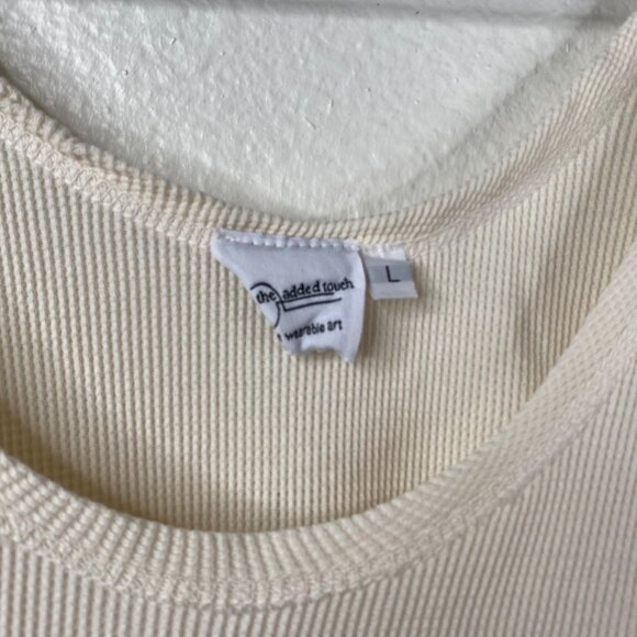 The Added Touch Women's Sleeveless Swing Waffle Top Ivory Size L Lagenlook Art - Picture 3 of 10